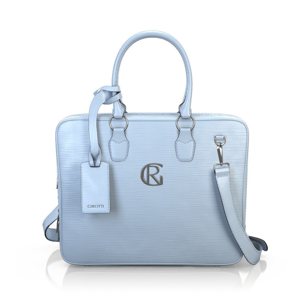 Sac pour ordinateur portable Femme en Cuir estampé Bleu Clair - Sur Mesure - GIROTTI 38156