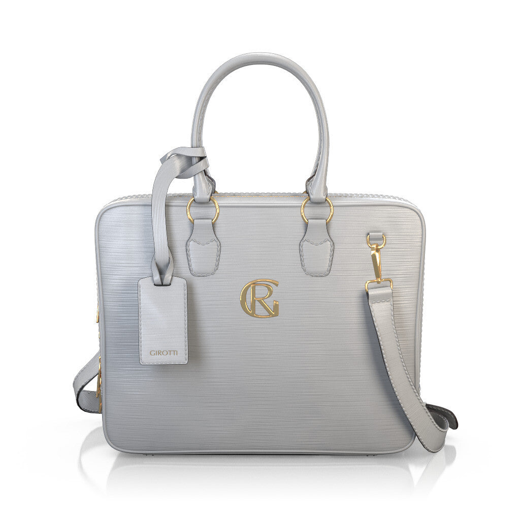 Sac pour ordinateur portable Femme en Cuir estampé Gris - Sur Mesure - GIROTTI 38174