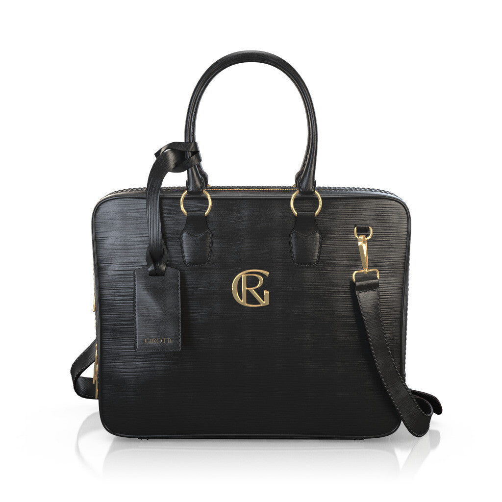 Sac pour ordinateur portable Femme en Cuir estampé Noir - Sur Mesure - GIROTTI 38177