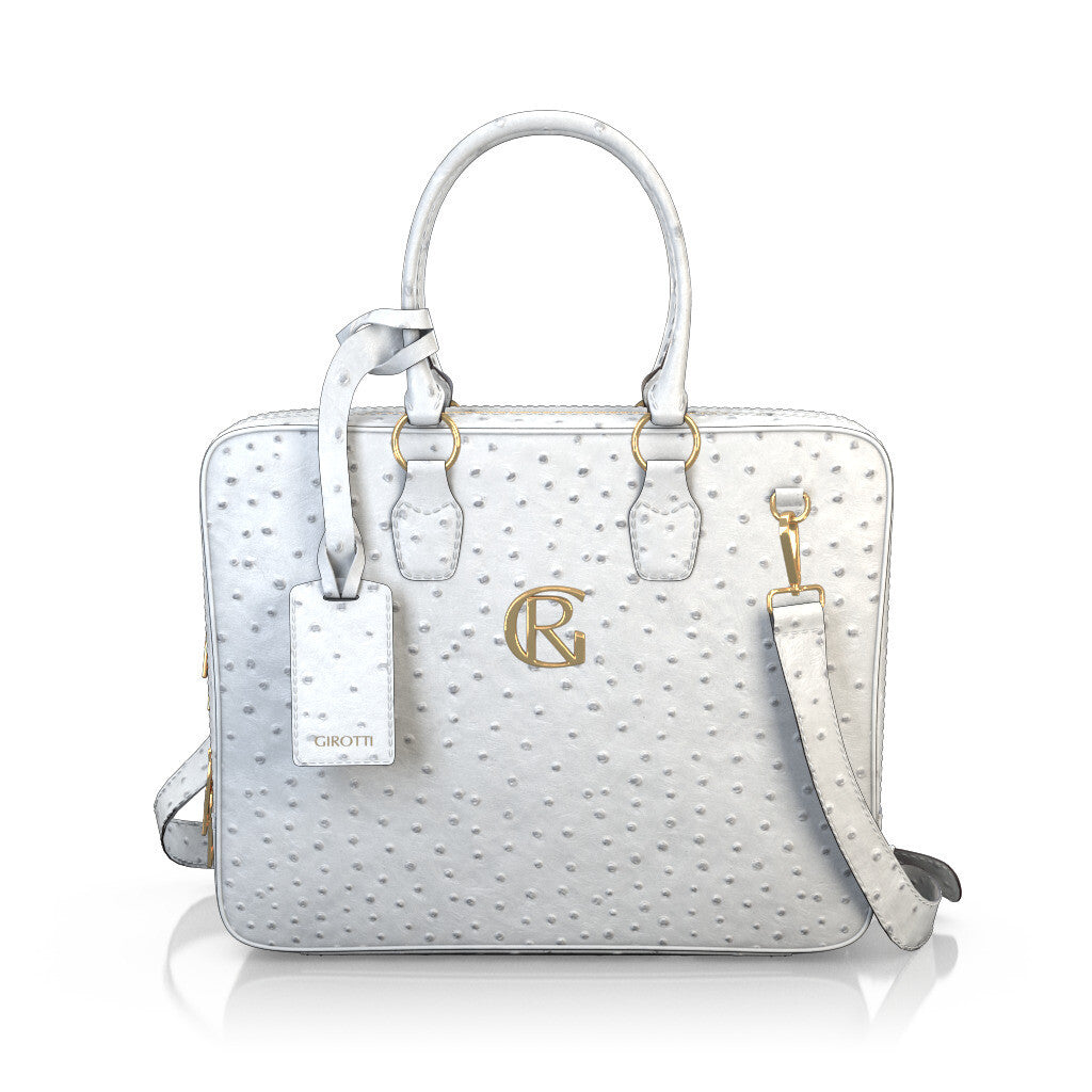 Laptoptasche für Damen aus Geprägtes Leder Weiß - Selbst gestalten - GIROTTI 38180