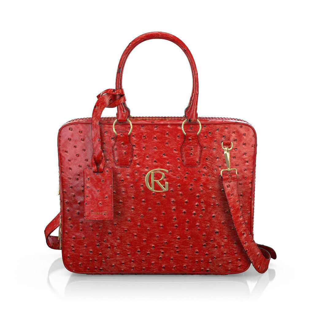 Sac pour ordinateur portable Femme Faites main en Italie en Cuir estampé Rouge - Sur Mesure - GIROTTI