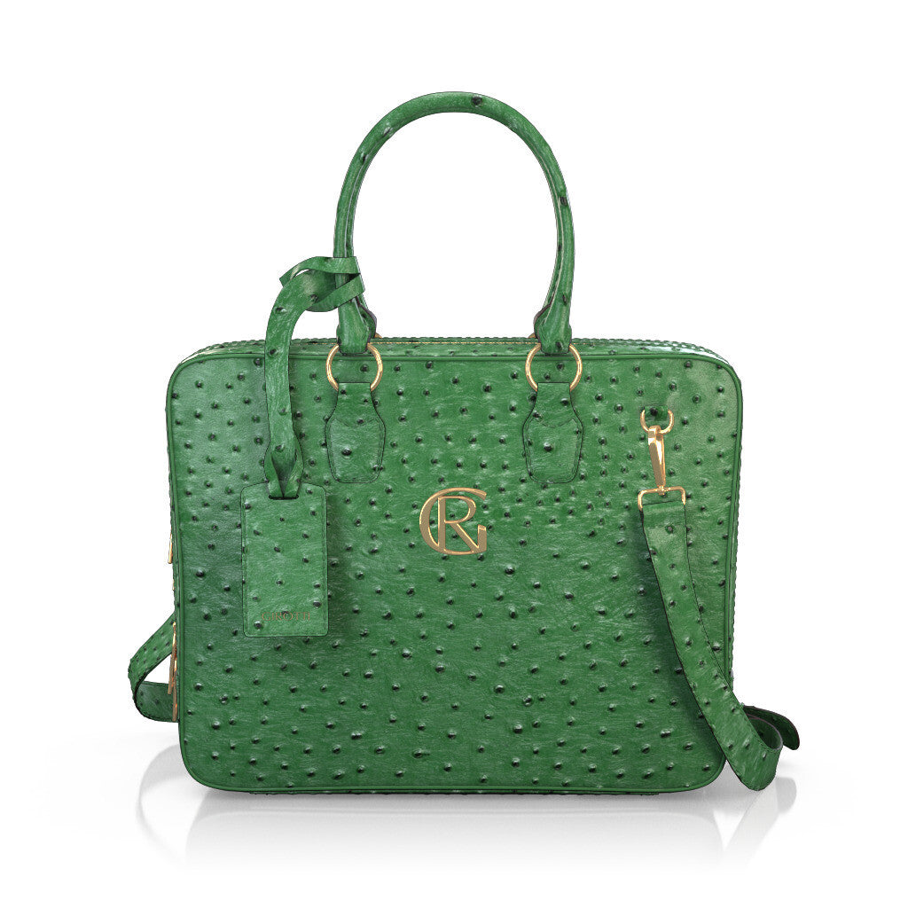 Sac pour ordinateur portable Femme en Cuir estampé Vert Foncé - Sur Mesure - GIROTTI 38201