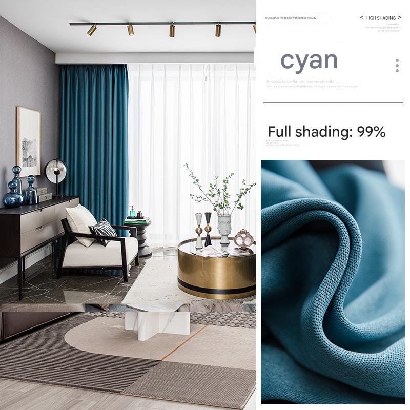 YL-36752 bedroom full blackout curtain new living room thick sunscreen bay window cloth rental house light luxury