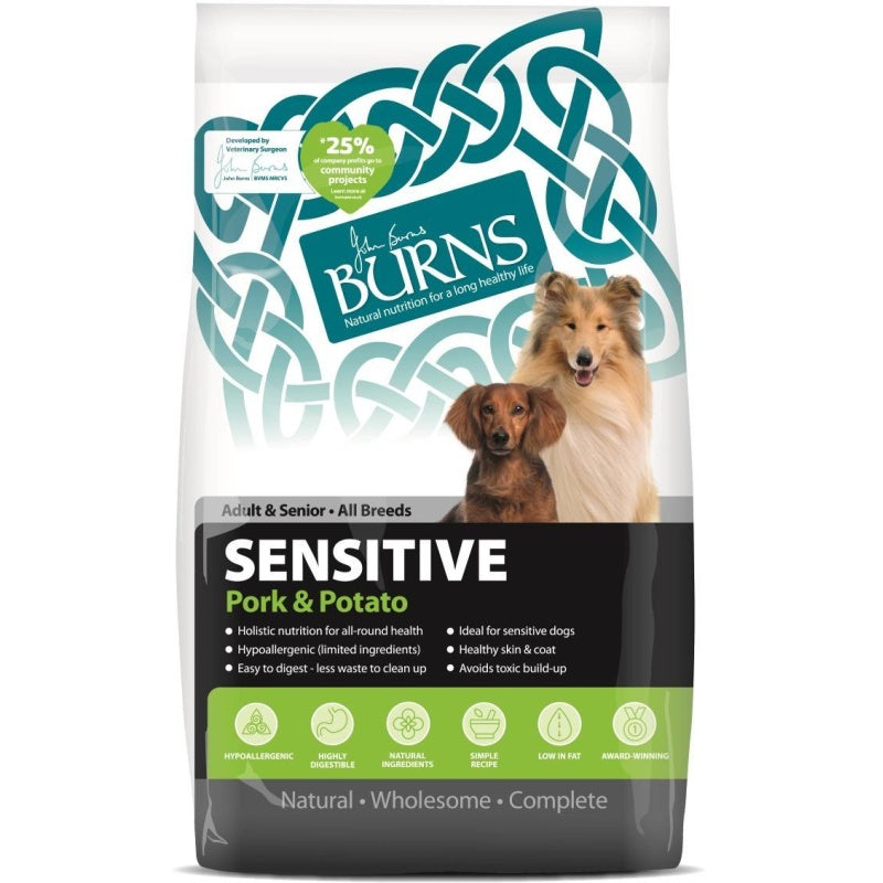 Burns Sensitive Pork and Potato Dog Food - 12kg