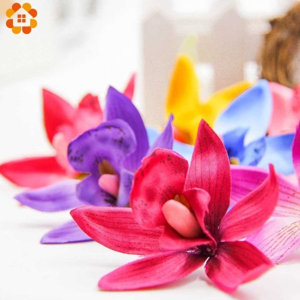 10-20-30PCS Artificial Orchid Silk Flower Head 7.5cm For Home Wedding Decoration DIY Wreath Gift Scrapbooking Craft Fake Flower Y240801