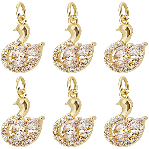 8pcs pendentifs en laiton micro pavé de zircone cubique placage en rack