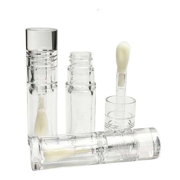 5.5Ml Lipgloss Tubes Empty PET Round Big Brush Rod Cosmetic Tube Square Clear Lip Balm Bottle Refillable Gloss Containers