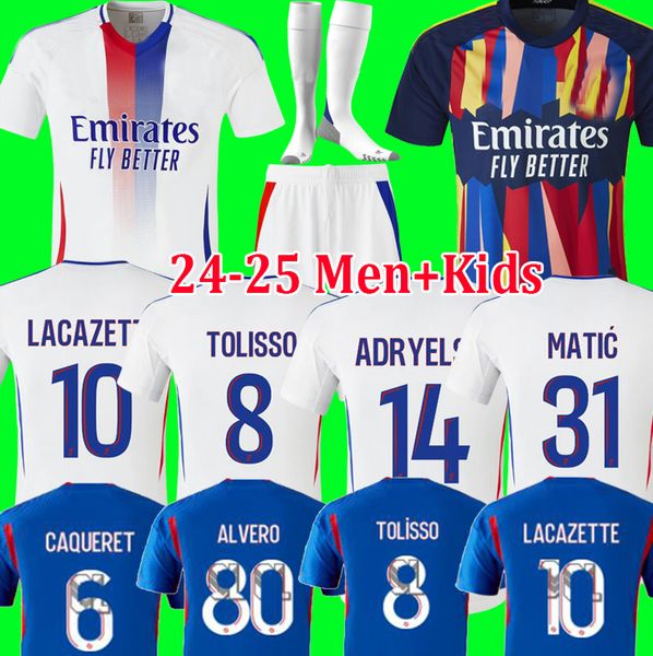 24 25 Maillot De Foot DEMBELE Soccer Jerseys Lyonnais CAQUERET OL AOUAR BARCOLA CASTELLO JR Fans Player Lyon Football Shirts 2025 TRAORE SAR