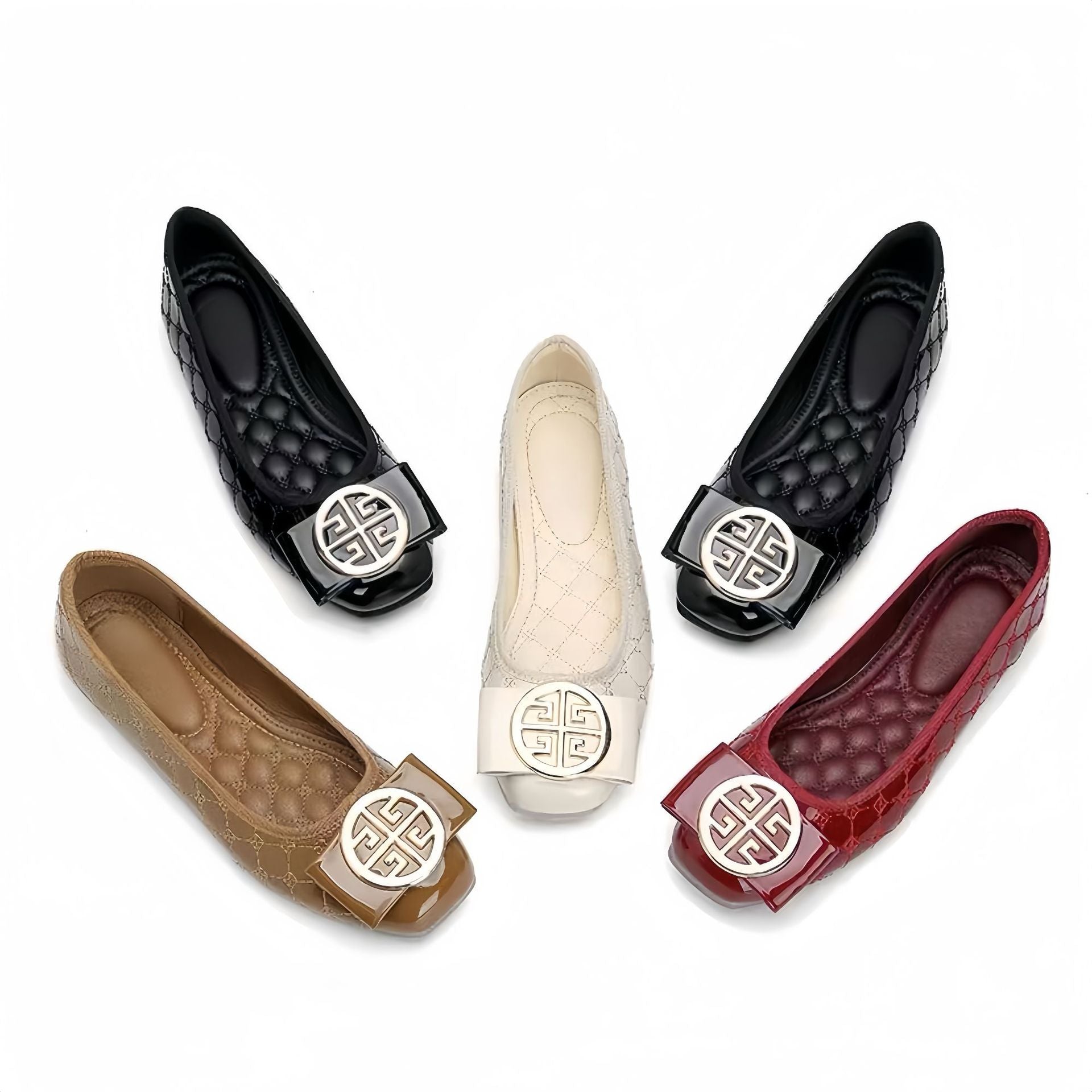 Elegant and sophisticated dress shoes with skirts soft sole comfortable breathable non slip ballet flats caramel brown burgundy