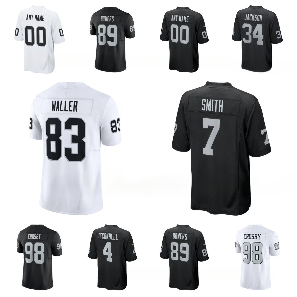NFL Raider Ashton Jeanty Brock Bowers Bo Jackson Maxx Crosby Geno Smith Darren Waller Aidan O&#039;Connell Custom Football Jersey