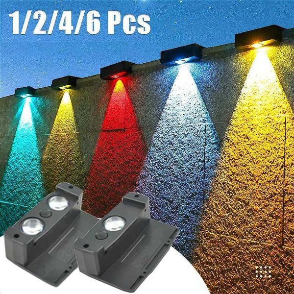 1-2-4-6 Pcs solar wall light IP65 waterproof LED outdoor spotlight power supply decoration porch lighting fence balcony garden X241025
