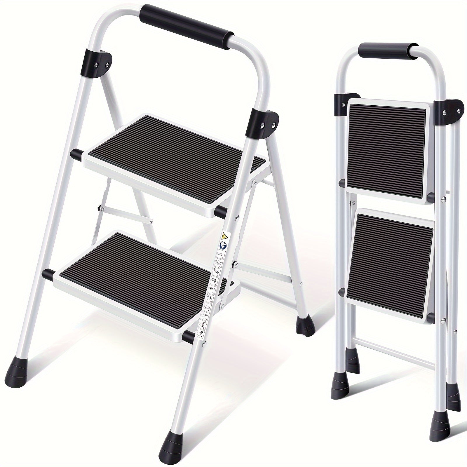 TEMU 2 Step Ladder, Folding Ladder With Non-slip And Wide Pedal, Small Ladder With Handle, Heavy Duty Steel Ladder, Lightweight And Portable Step