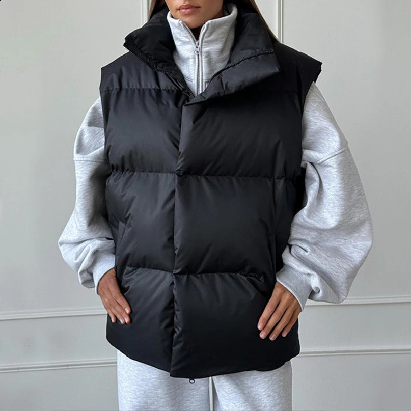 BKLD Sleeveless Zipper Up and Down Collar Fashion Womens Casual Waist Coat Commuting Sport Edition Cotton Jacket 240918