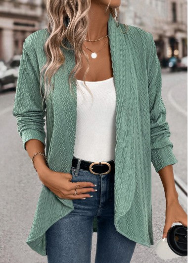Modlily Green Jacquard Long Sleeve Light Cardigan - XL