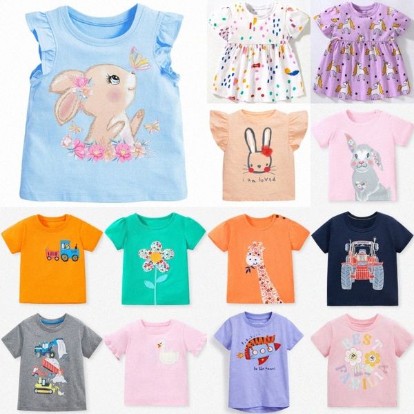 Kids T-shirts Girls Boys Short Sleeves tshirts Casual Children Cartoon Animals Flowers Printed Tees Baby shirts Infants Toddler Summer Tops