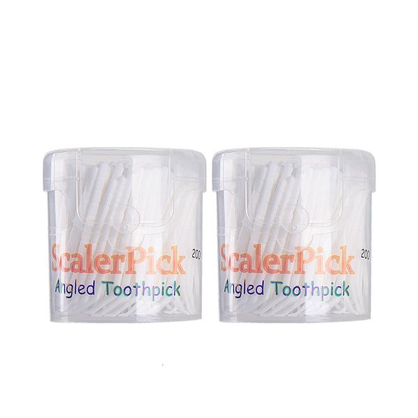 Dental Floss Angled toothpick pick White Plastic Household Teeth Cleaning Curved Hook 2 Bottle 230421