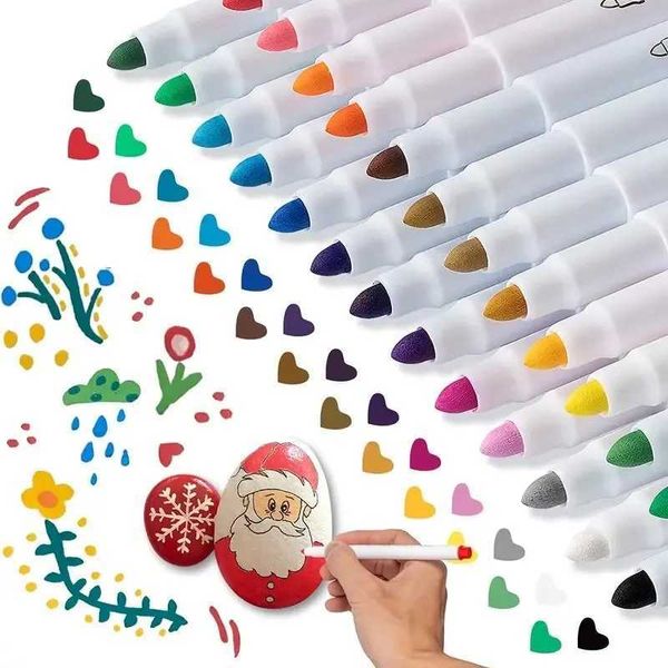 Watercolor Brush Pens Acrylic Paint Pens Markers Permanent 24 Colors Fine Tip For Rock Wood Glass Fabric Paper Ceramic Stone Arts And Crafts