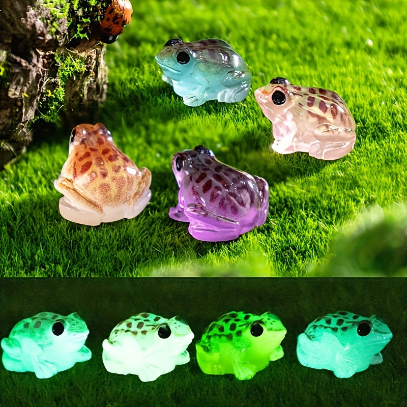 TEMU 10pcs -the-dark Frog Statue Set, Desktop Decor, Creative Micro Landscape Ornament, Mini Party& Festive Decorations- Home Decor, Outdoor Gardens,