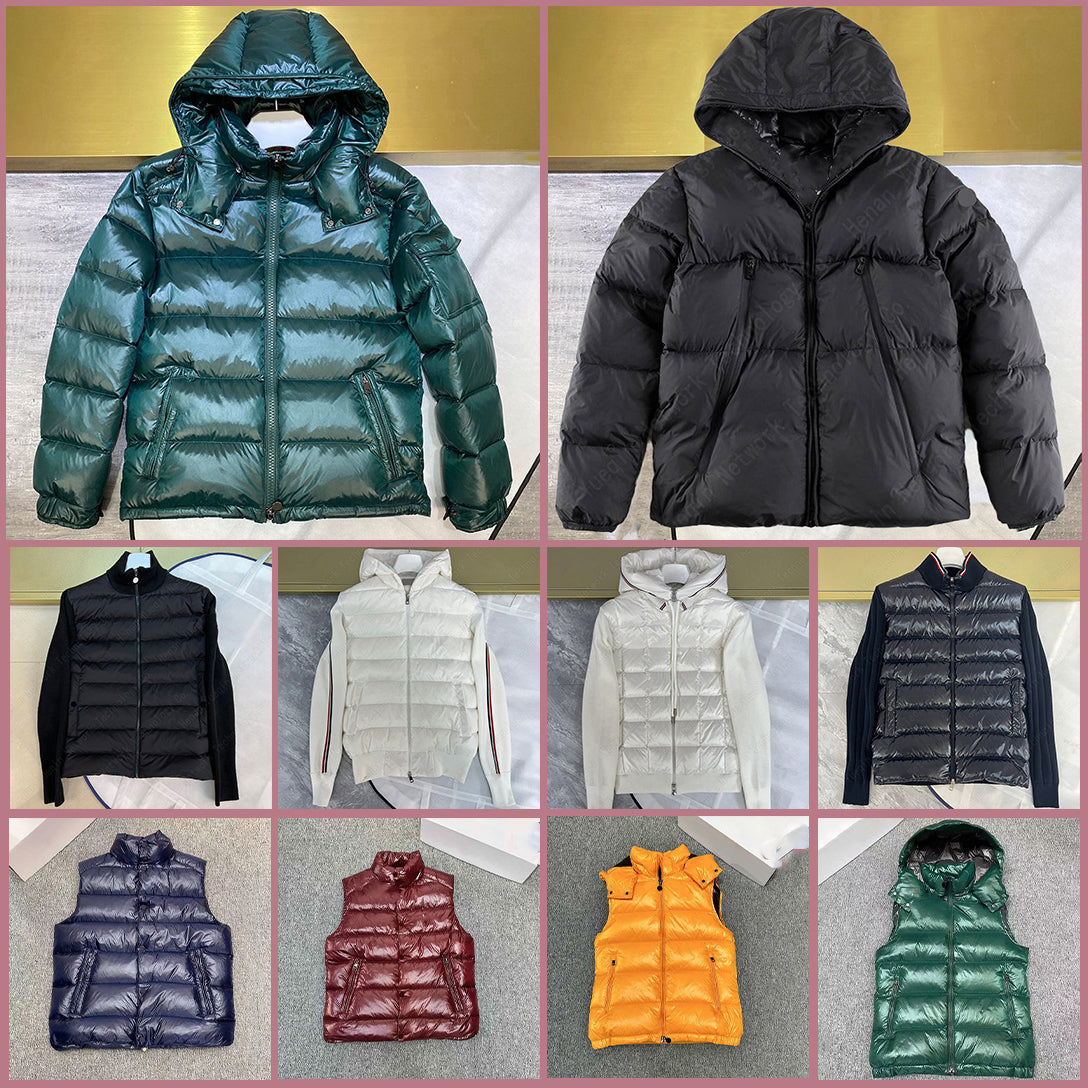 mens Parkas puffer jacket Down Men&#039;s vest Embroidered Badge Stand Collar Knitted Splice Sweater Down puff Jacket Sweater Casual puffer Coat Swe