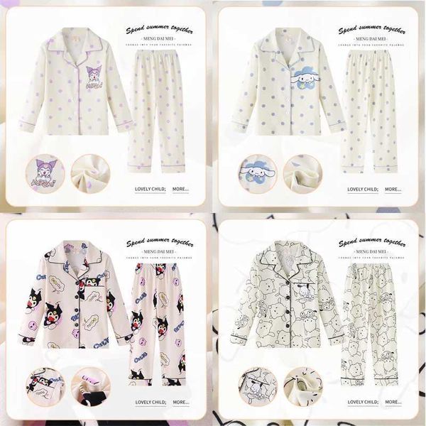 New Miniso Autumn Children Pajama Sets Collar Adorable Cute Cartoon Print Kids Sleepwear Set Soft Comfortable Boys Girls Pajamas Z241128