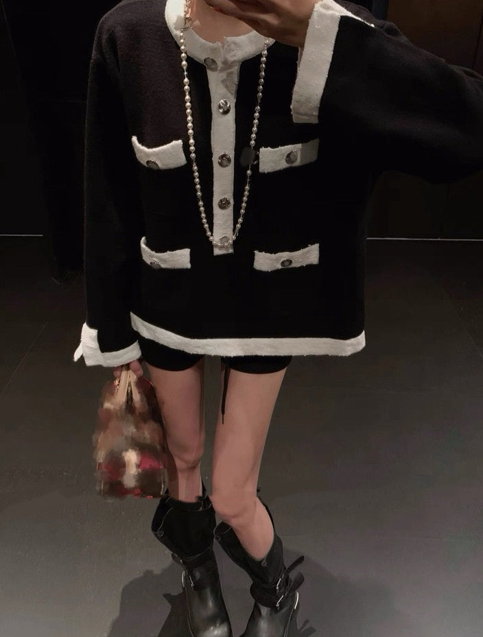 Women&#039;s sweater jacket, knitted sweater, top designer 1:1 design, loose fit, slim and tall, luxurious and elegant temperament