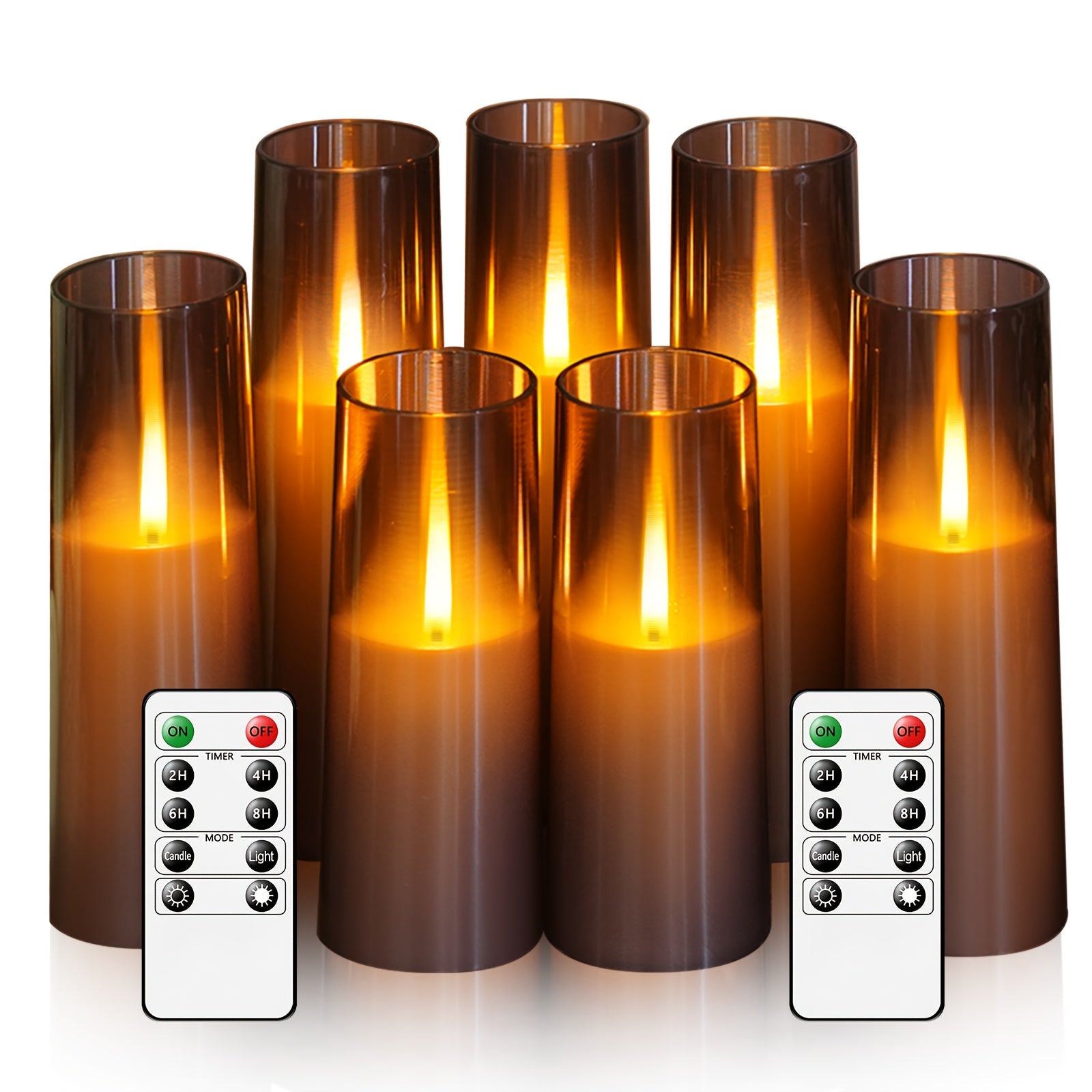 TEMU Eebuss 7pcs Set Of Flickering Flameless Candles, Battery Powered, Flameless Candles With Remote Control, 2-4-6-8-hour Timer, Realistic Jumping