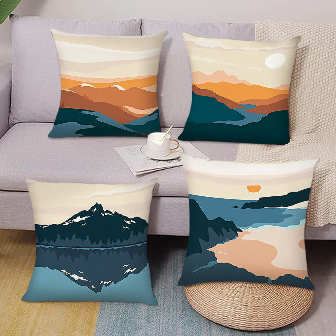 Linen Print Throw Pillow case Multicolor Sunset Nordic Home Decoration Pillowcase Bedroom Cushion Cover