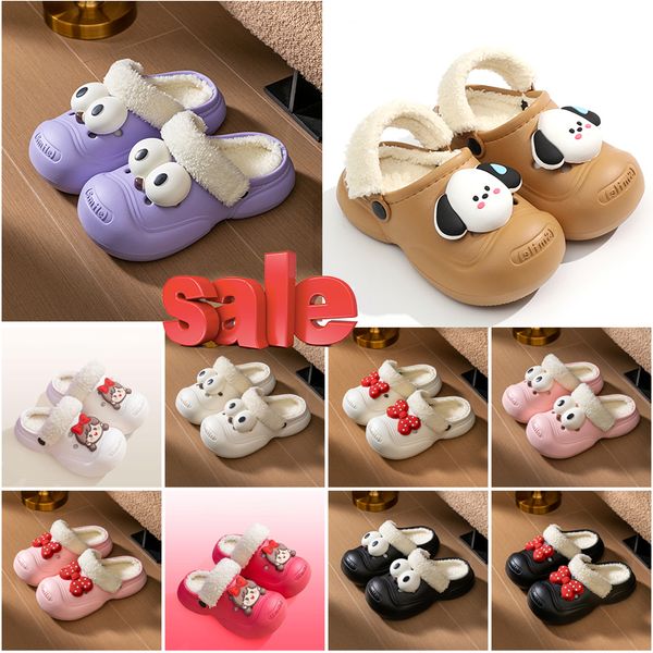 Slippers Wool sandals winter warm woolen sandal wear round head new leather cotton Lowmel winter comfortable cartoon high-quality indoor wal