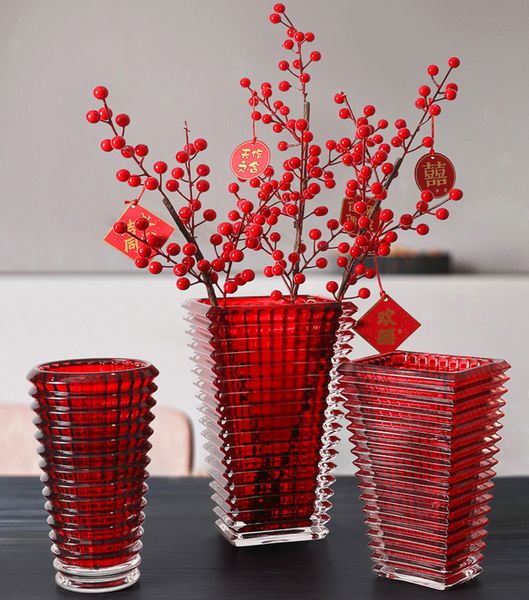 Fashion Luxury Glass Vase Table Decoration Home Living room Exquisite Flower Container High Quality Crystal Art Office Desk Ornaments Crafts