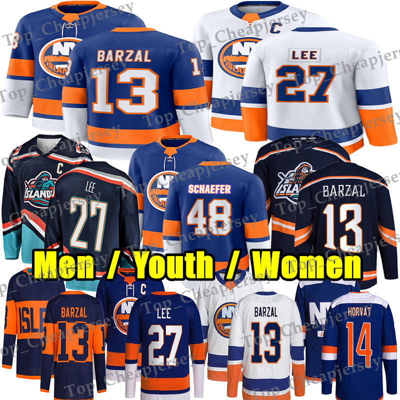 #13 Mathew Barzal ny hockey jersey islanderses jersey #48 Matthew Schaefer Bo Horvat Mike Bossy Alex Romanov Simon Holmstrom Varlamov Boqvist Ilya S
