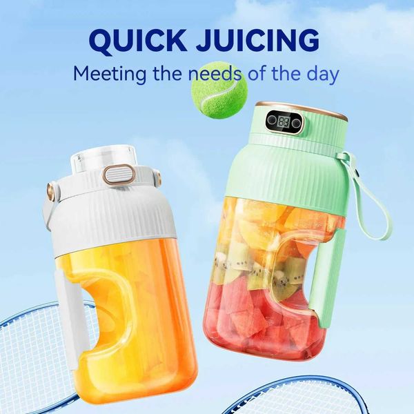 1200ML Electric Wireless Digital Display Mixer Portable Juicer Fruit Smoothie Juice Cup Rechargeable Smoothie Juicer 10 BladeXJ241227