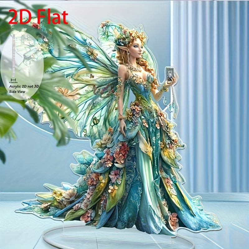 TEMU 2d Flat A Bohemian Style Decorative Statue Sign With Wings - Tabletop Mounting, Elf Theme, Multifunctional Decoration, For Theme Birthday,