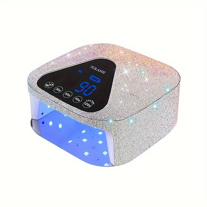 TEMU Cordless Uv Led Nail Lamp Sparkling Rhinestones Rechargeable Nail Dryer Wireless Quick Uv Gel Nail Light For Gel Nail Polish-acrylic Diy Nail