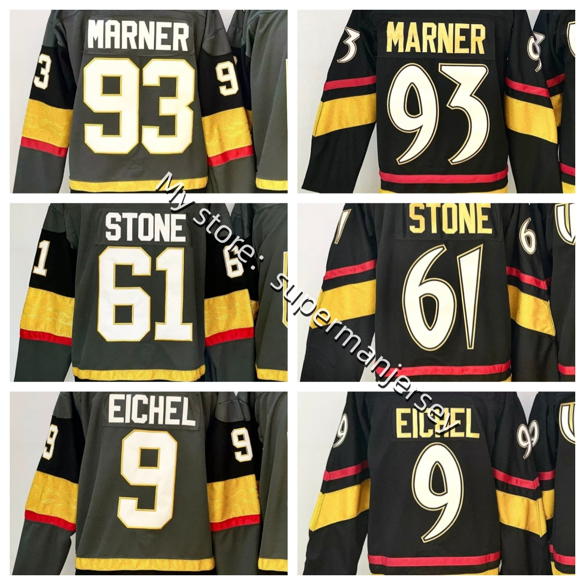 #93 Mitchell Marner vegas hockey jersey 61 Mark Stone Jack Eichel Ilya Samsonov Dorofeyev William Karlsson Tomas Hertl Smith golden knights Adin Hil