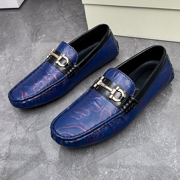 Street Style Casual Leather Shoes Men New Trendy Slip on Loafers Comfy Mens Moccasins Personality Male Driving Shoes Dress Flats