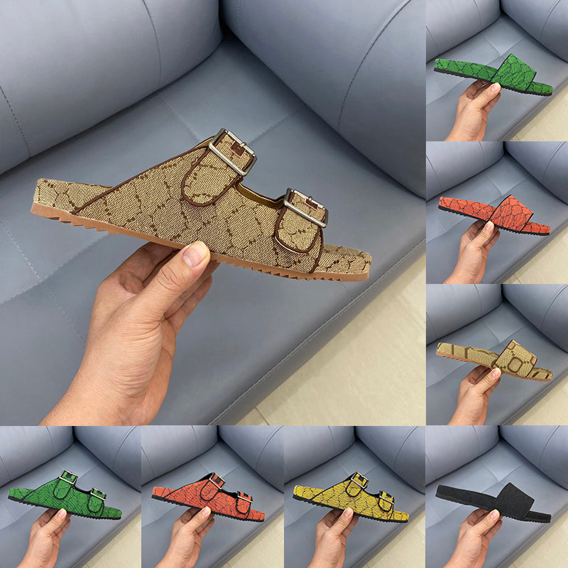 Designer Sandals Fashion Men Women Slippers Slides Classic Beige Green Black Blue Red Canvas Casual platform shoes women Beach bath slippers 35-46