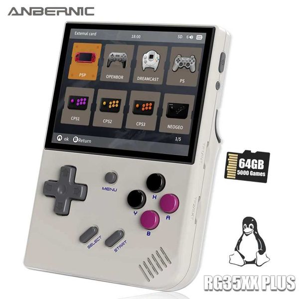 Game machine ANBERNIC RG35XX Plus Handheld Game Console 3.5 IPS Sn With 3300mAh Linux System Retro Games Console Built-in 64G 5000 Games Z24