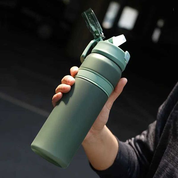 6 Colors Portable Tritan Material Water Bottle With Straw Outdoor Sport Fitness Drinking Bottles Durable Plastic BottleXJ241026
