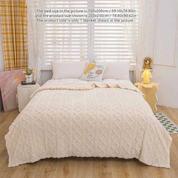 Cozy Boho Full Size Beige Throw Blanket Beige - Soft Fleece Outdoor Travel Couch Blanket with Waffle Texture Plush FeelC241107
