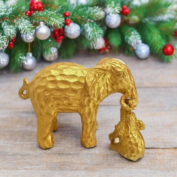 Golden Elephant Statue Inspirational Good Luck Health and Strength Unique Elephant Statue Gift for Female Mums