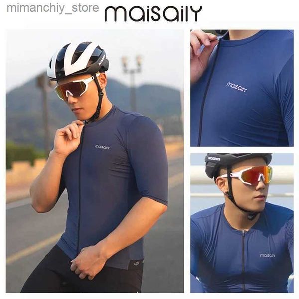Cycling Jersey Sets 2024 Maisaily Cycling Jersey Set Summer Men Cycling Wear Mountain Bicyc Clothing MTB Bike Riding Clothes Cycling Suit Q2