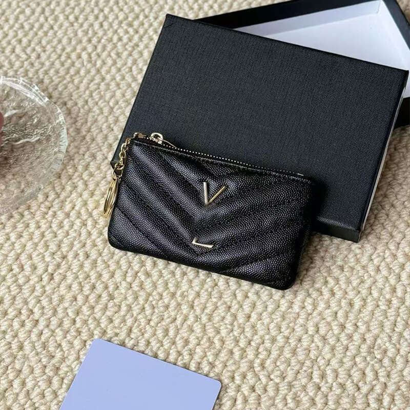 Mini Coin Purses Wallets with Pendant for Women Designer Summer Light Color Short Wallet Fashion Pocket Bags Grain Cowhide Leather