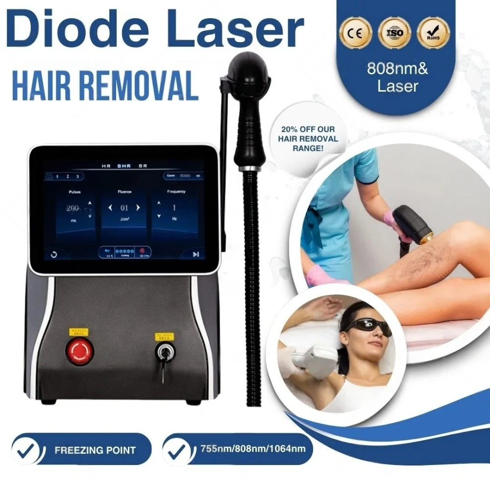 808nm diode laser hair removal device permanent hair removal professional laser 3 wavelength 755nm 808nm 1064nm painless hair remo