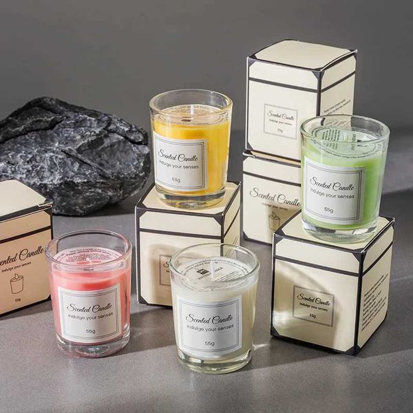 High quality aromatherapy candle gift box with handheld glass cup smokeless soy wax aromatherapy candles M250106