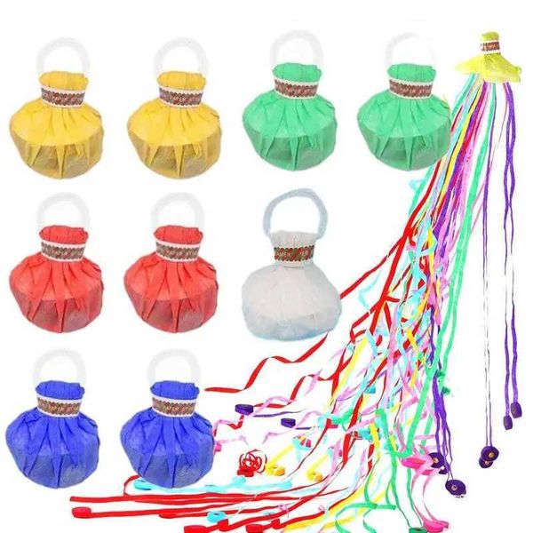 10Pack Colorful Streamers Poppers Wedding Decorations Paper Crackers Hand Throw Confetti Streamer for Engagement Par pliesT250205