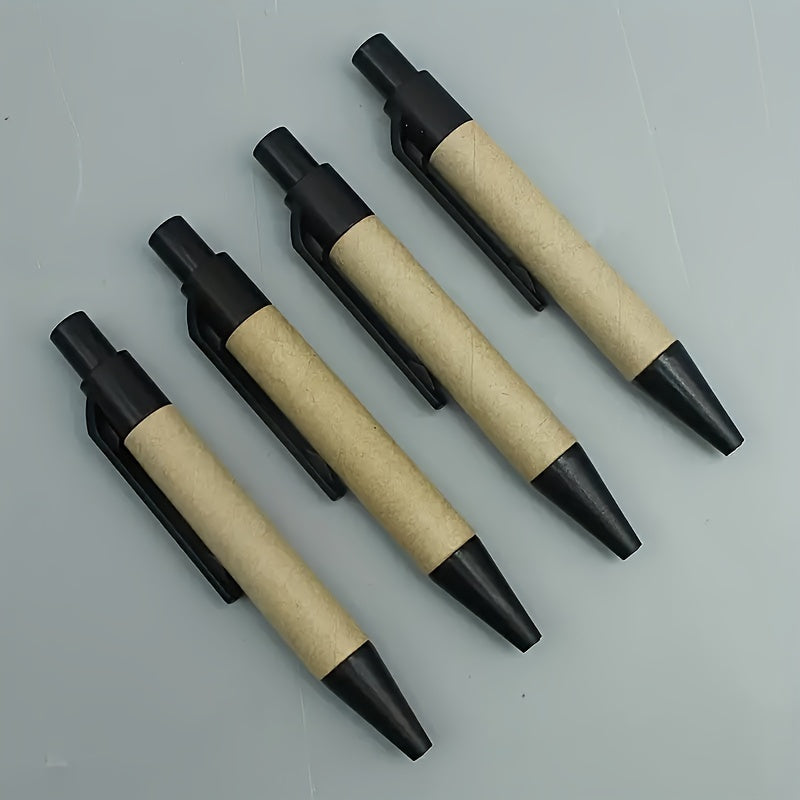 TEMU 4pcs Mini Ballpoint Pens - Retractable, Sleek Black & Beige Design - Ideal For School Supplies & Kawaii Stationery Enthusiasts