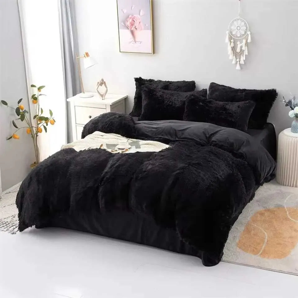 Warm comfortable plush three piece bedding set with down duvet cover box skin friendly fabric single and twin beds Ul X2410291