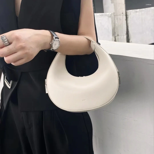 Hobo Korean Fashion Half Moon Bag Pu Leather Underarm Handbags 2024 Niche Design Purse Women Shoulder Bags Adjust Strap Tote33