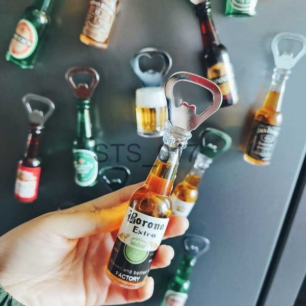 Fridge Magnets New Cute Mini Beer Bottle Opener Refrigerator Magnet Simulation Bar Bottle Opener Creative Decoration Screwdriver Magnet x073