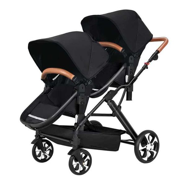 Portable Twin Baby Stroller Collapsible Double Stroller Traveling Twin Stroller Two-way High View Double Baby CarriageX250108